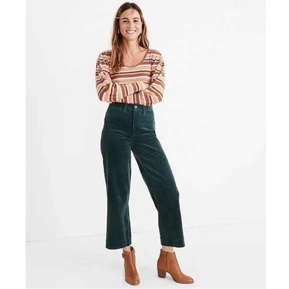 Madewell • Corduroy Slim Emmett Wide Leg Crop Pants - Picture 1 of 10